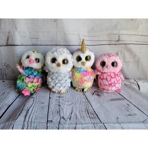 ty beanie boos lot 4 Owls enchanted Owlett Owen Pinky Stuffed Animals